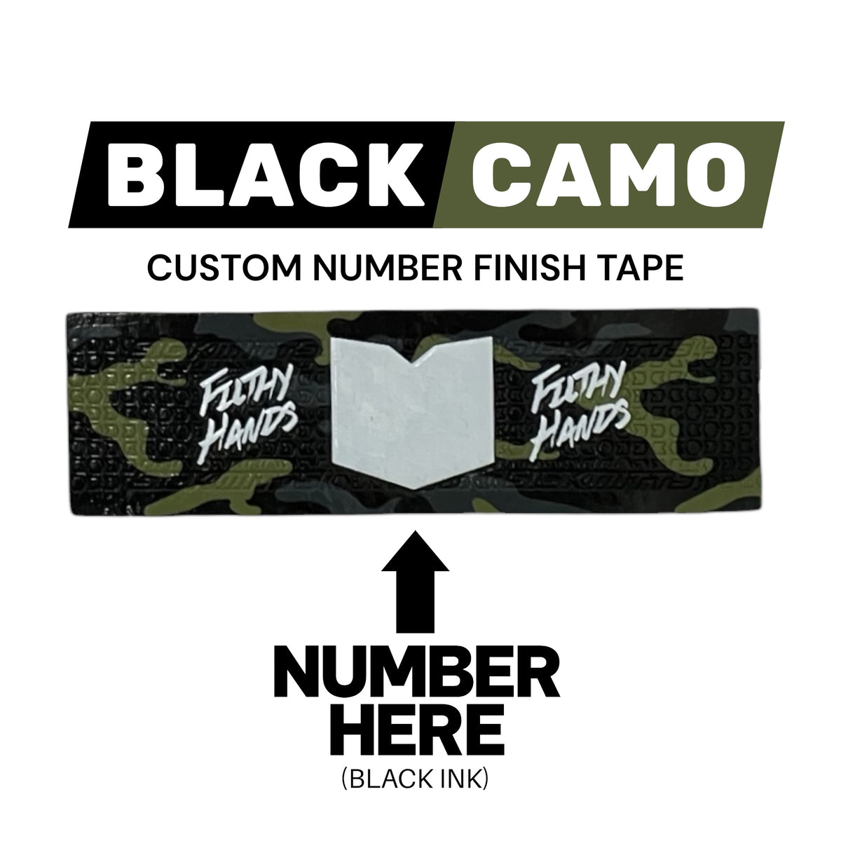 Custom Number Finish Tape Black Camo